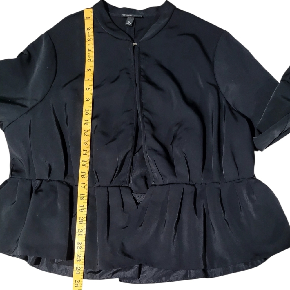 Victoria Beckham For Target Black Ruffle Peplum Open Front Jacket Size 1X - Picture 4 of 7